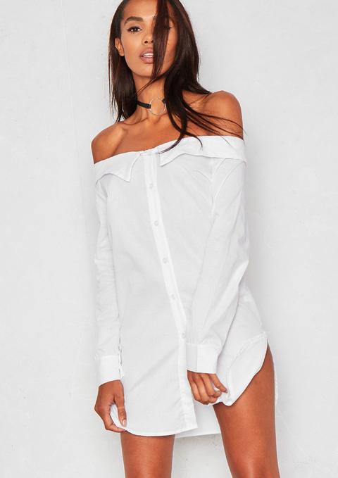 Abigail White Bardot Shirt Dress