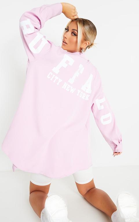 Lilac Buffalo New York Slogan Oversized Shirt