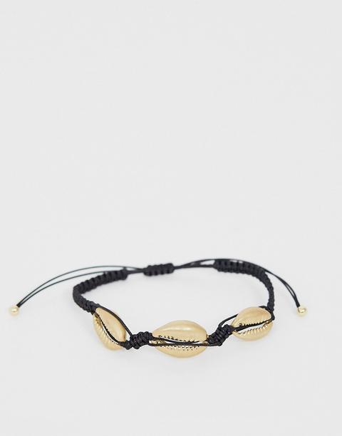 Pulsera Trenzada Con Conchas Doradas De Designb-dorado