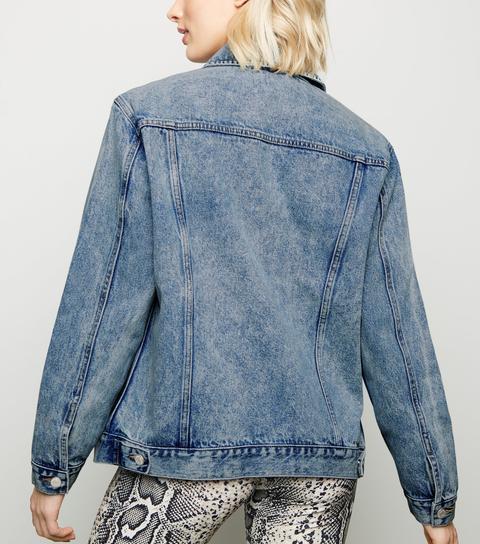 Blue Acid Wash Oversized Denim Jacket New Look