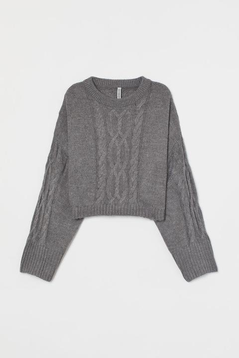 H & M - Pullover In Maglia A Trecce - Grigio