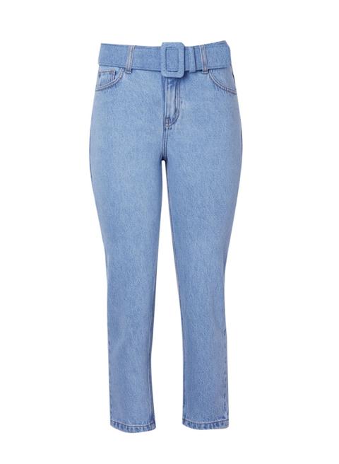 Calça Le Lis Blanc Paula Straight Light Blue Cinto Jeans Azul Feminina