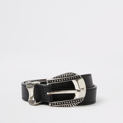 Black Western Style Buckle Belt