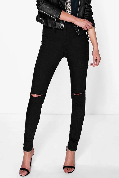 Lara High Waisted Knee Rip Jeans