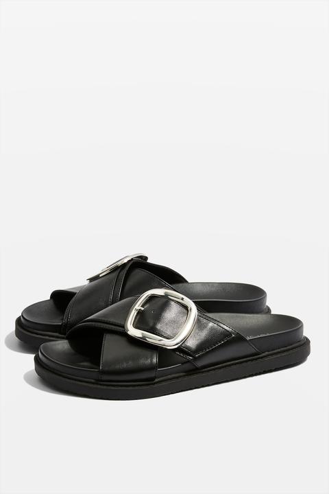 Womens Romeo Buckle Sandals - Black, Black