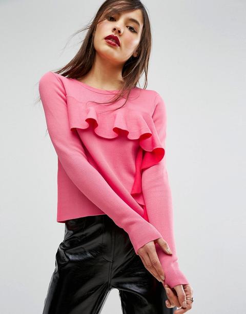 Asos - Maglione Con Balze Sul Davanti - Rosa