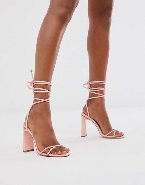 Sandalias De Tacón Con Lazo En El Tobillo De Public Desire-rosa