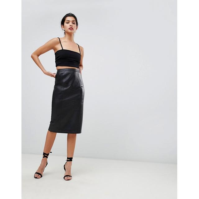 Asos Design - Gonna Midi In Pelle - Nero from ASOS on 21 Buttons
