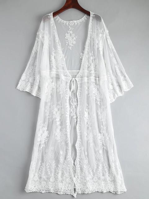 Copricapo Ricamato Oversize Della Spiaggia Del Merletto Di Kimono