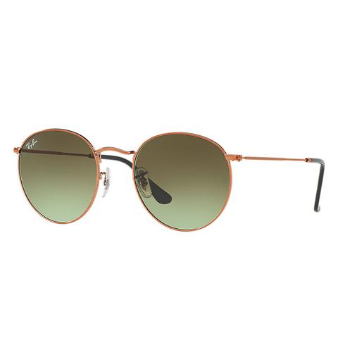 Ray Ban Round Metal Uomo Sunglasses Lenti: Verde, Montatura: Bronzo-rame - Rb3447 9002a6 47-21