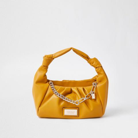 Yellow Double Knot Ruched Handbag