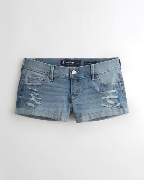 Minishorts De Denim Elástico De Tiro Bajo