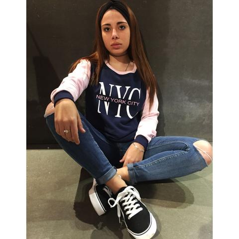 Sudadera Mujer Uissos Nyc Mangas Combinadas