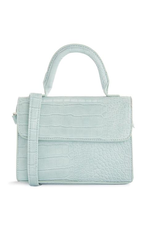 Blue Croc Print Small Handbag