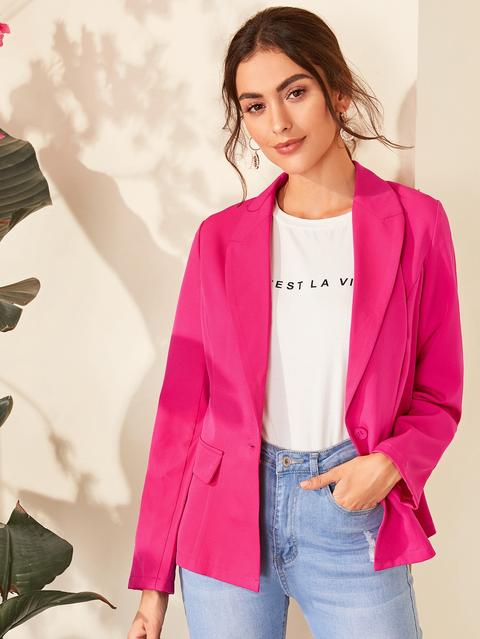 Blazer Rosa Neon Con Monopetto