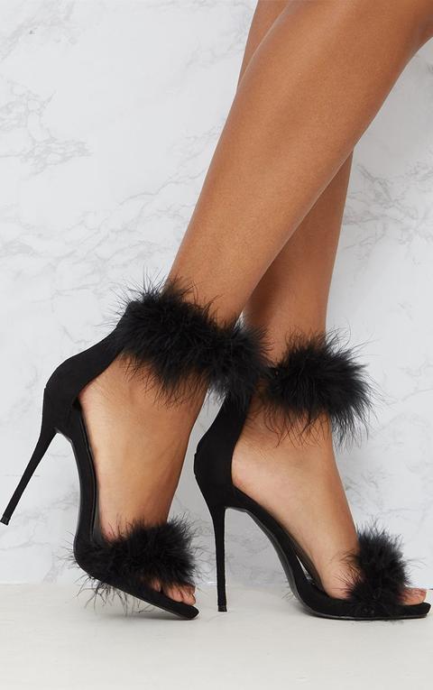 Black Feather Strap Heels from 