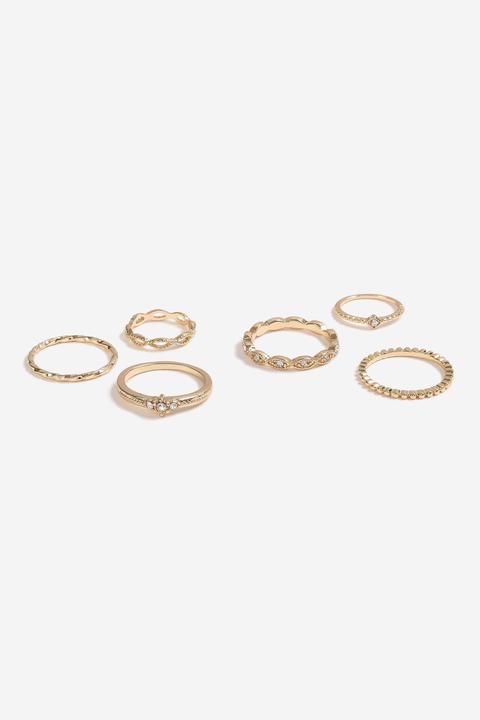 Womens **crystal Ring 6 Pack - Gold, Gold