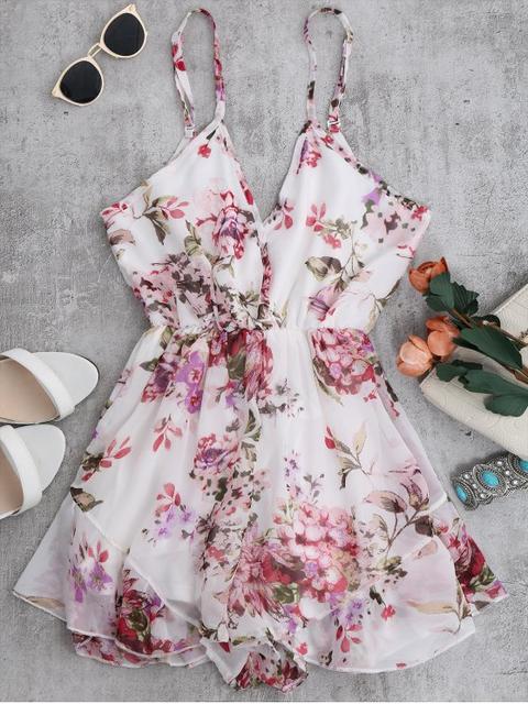 Cami Floral Chiffon Holiday Romper