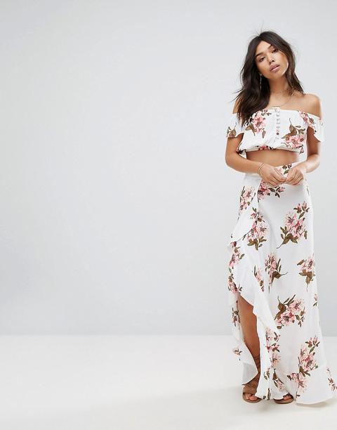 Falda Larga De Conjunto Con Diseño Floral