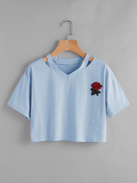 Camiseta Con Parche Y Abertura