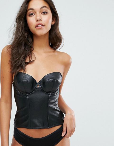 Asos Pu Leather Underwire Corset - Black