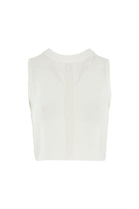 Stitchy Panel Wrap Knit Crop Top