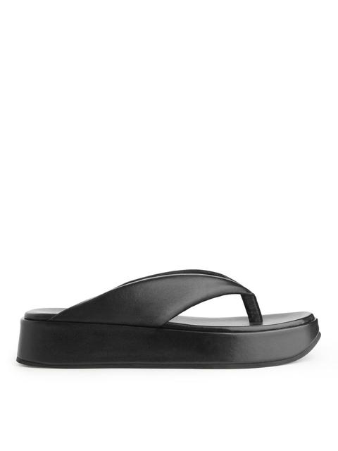 Flatform Thong Sandals - Black