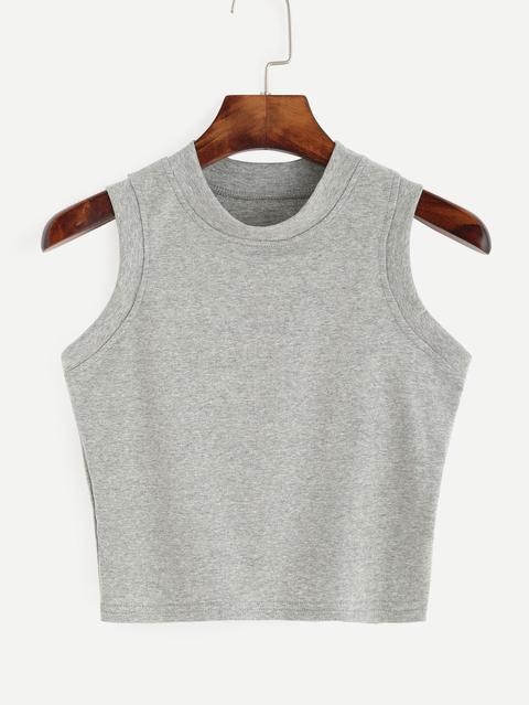 Top Escote Redondo Tank - Gris