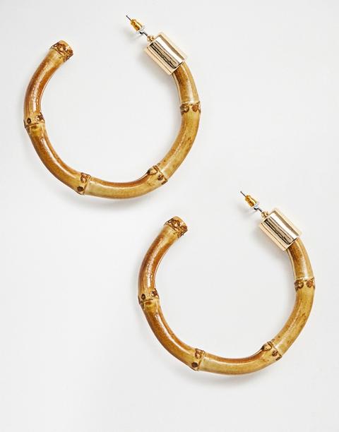 Asos Design Hoop Earrings In Bamboo