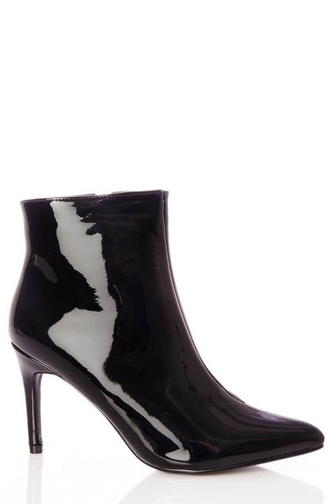 Black Patent Point Ankle Boots