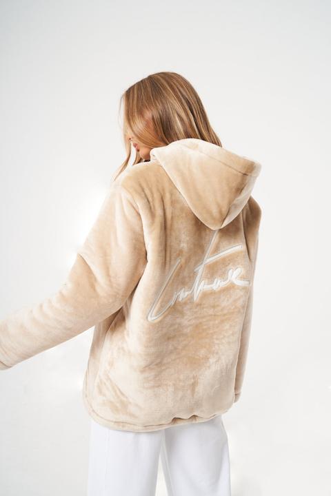 Signature Applique Fur Oversized Hoodie