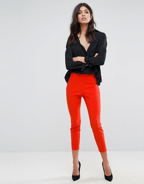 Asos - Pantaloni Skinny Al Polpaccio A Vita Alta - Arancione