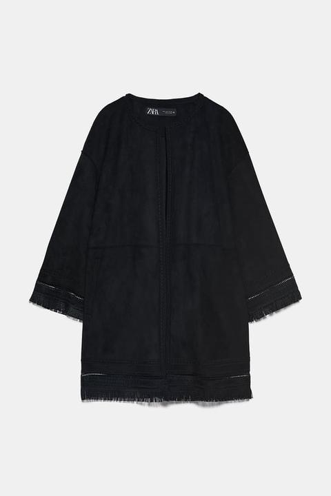 Chaqueta Efecto Ante Flecos