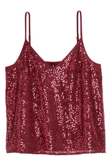 H & M - Top Con Lentejuelas - Rojo