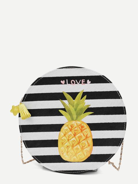 Borsa A Catena Con Stampa Ananas A Righe