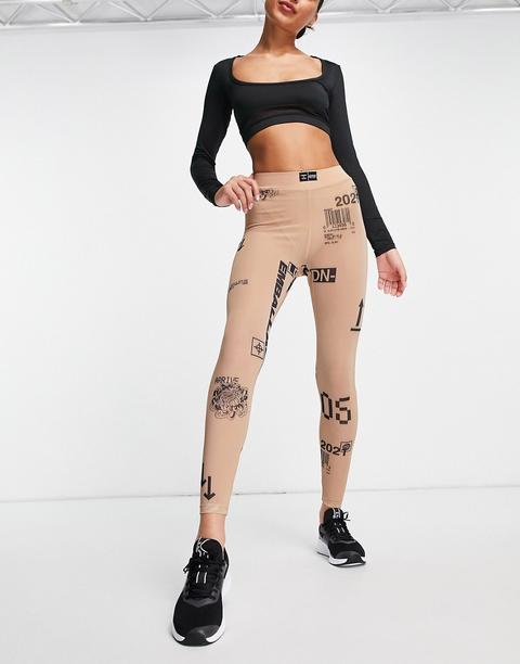 Leggings Con Diseño Estampado De Malla De Asos 4505-marrón