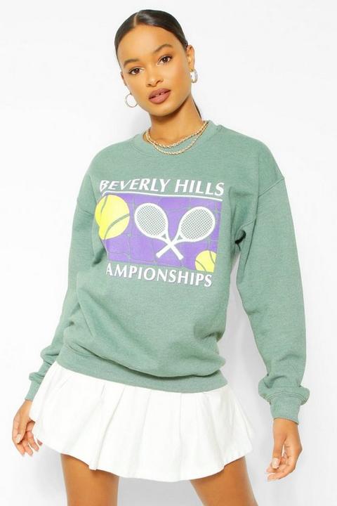 Womens Beverley Hills Tennis Sweatshirter - Green - M, Green