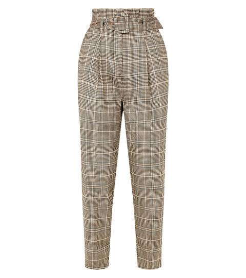 Brown Check Buckle High Waist Trousers New Look