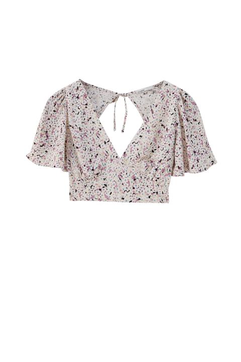 Blusa Estampada Espalda Descubierta- Ecoverotm Viscosa (al Menos 50%)