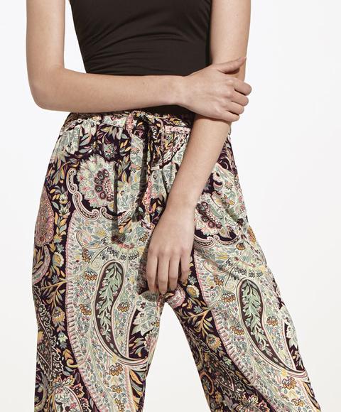 Pantalón Estampado Cachemire Color: Rojo Oscuro Talla: Xl Material: Viscosa,