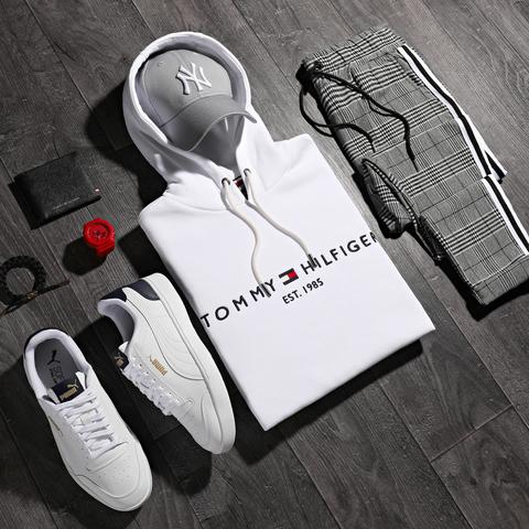 Pantalon homme carreaux noir avec bande NB 239