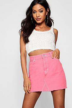 Contrast Stitch Denim Mini Skirt
