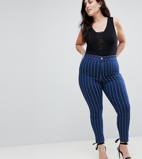 Jeggings De Talle Alto En Añil Con Rayas Blancas Rivington De Asos Curve