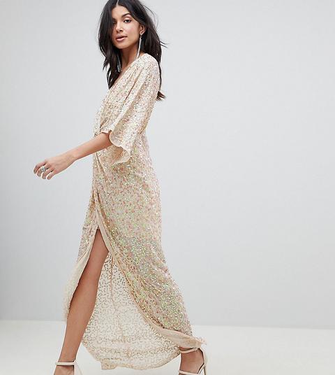 Vestido Largo Estilo Kimono Con Lentejuelas De Asos Design Tall