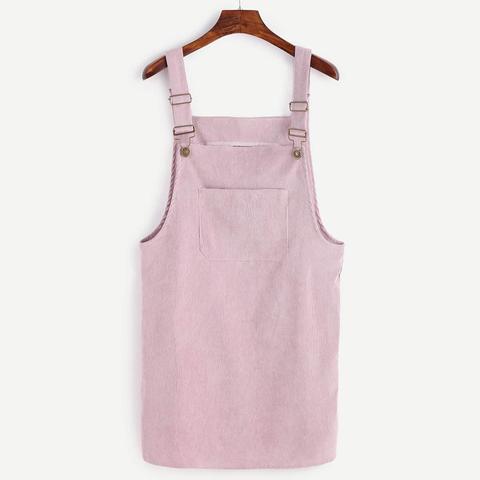 Front Pocket Corduroy Pinafore Dress