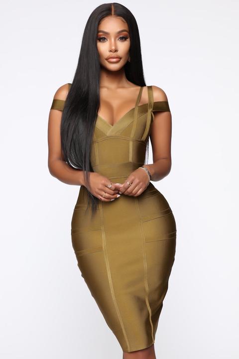 Olive green sale bandage dress