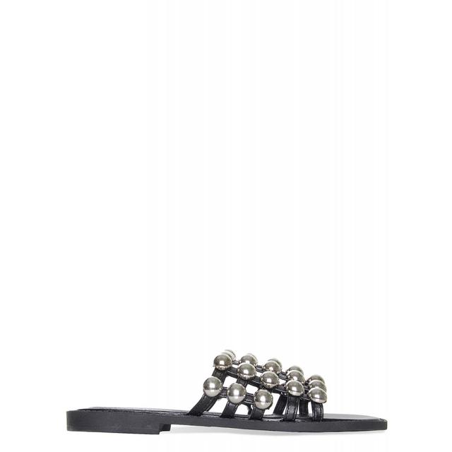 studded sliders black