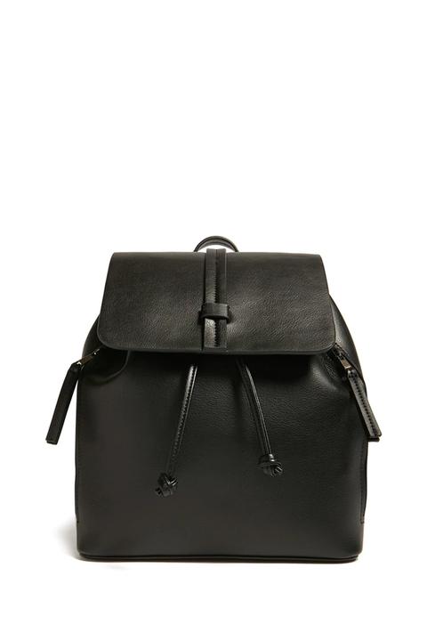 Faux Leather Flap-top Backpack