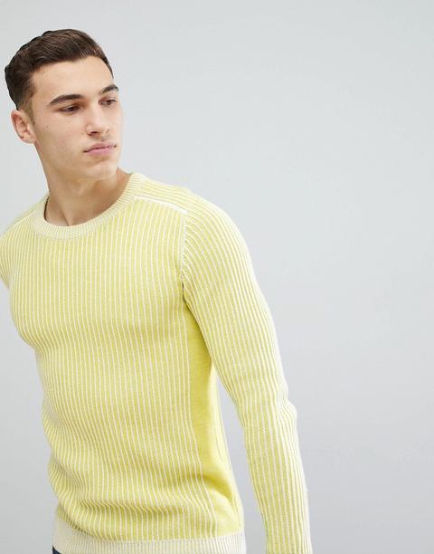 River Island - Maglione Giallo A Coste - Giallo