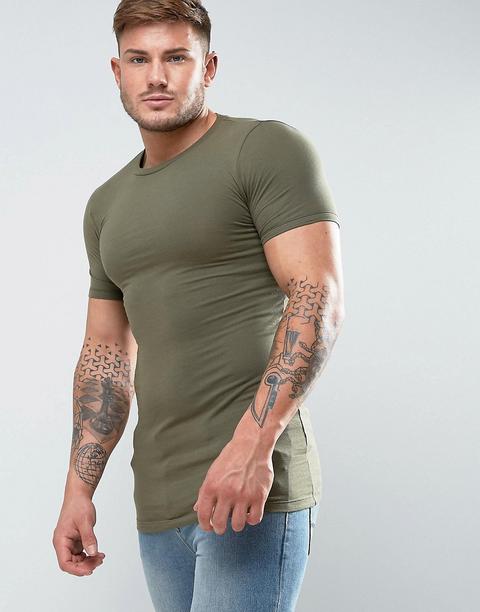 Camiseta Larga Súper Ajustada En Verde De Asos